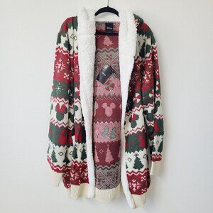 Disney Mickey Mouse Minnie Christmas Fair Isle Sherpa Cardigan Plus Size 5X